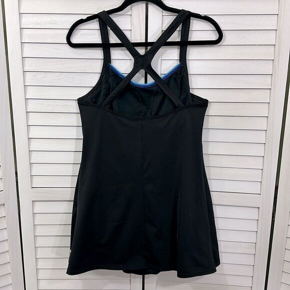 Speedo SwimDress Size 14 Racerback Black & Blue - Picture 5 of 9
